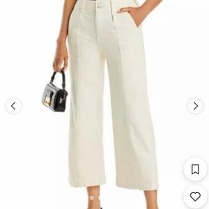 Paige Brooklyn High Rise Ankle Wide Leg Jeans in Quartz Sand